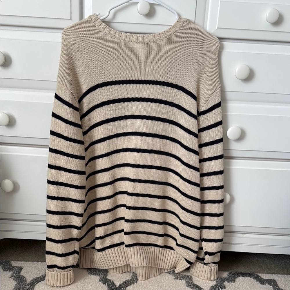 Brandy MelvilleStriped Beige and Black Sweater